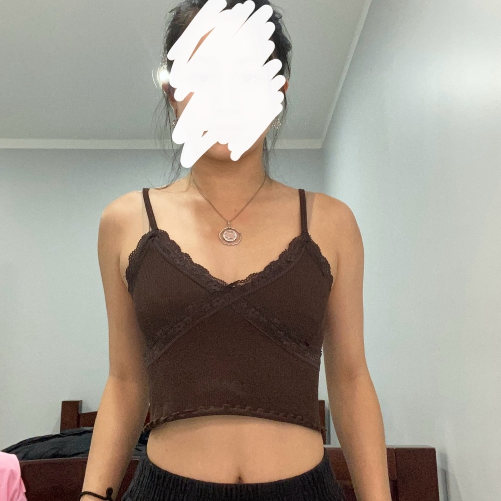 Pacsun Brown & Black (two pack) Lace Trim Cami Top